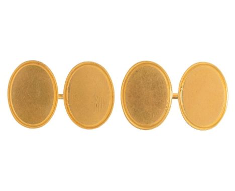 A pair of Victorian 18ct gold cufflinks, 18mm, Chester 1889, 9.6g  Light contact scratches, no engraving