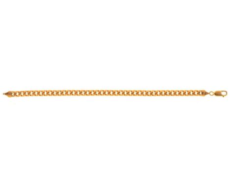 A 9ct gold flat curb bracelet, 20cm l, Convention marked, 14.5g  Light scratches from wear