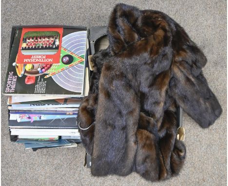 Vintage vinyl records,&nbsp; and a fur coat and cape  