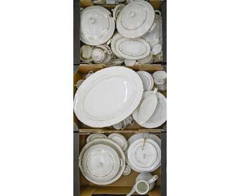 A Royal Worcester Gold Chantilly pattern part&nbsp; dinner service,&nbsp; including tureens and covers, cake stand, etc  