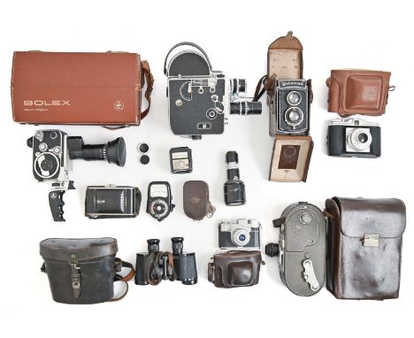 Still and Cine cameras and equipment.&nbsp; &nbsp;A small collection, to include Rollicord twin lens reflex, Keystone A7 and 