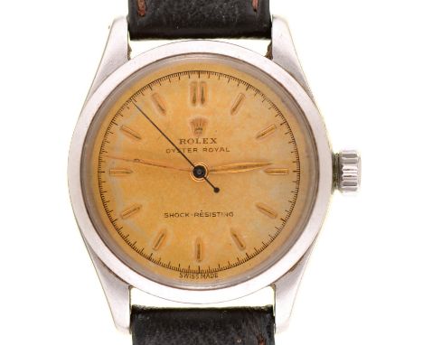 A Rolex stainless steel gentleman's wristwatch, Oyster Royal,&nbsp; No 834687, 31mm diam  Movement not winding or running.  H