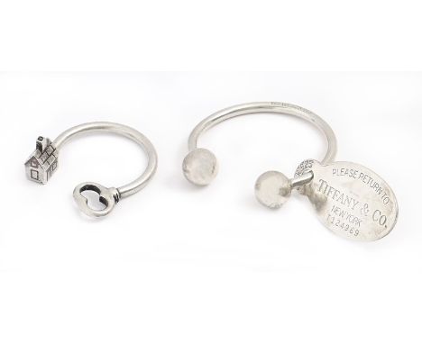 Tiffany &amp; Co. Two silver keyrings, 35 and 45mm, maker's marks, 36g  Good second hand condition, light scratches