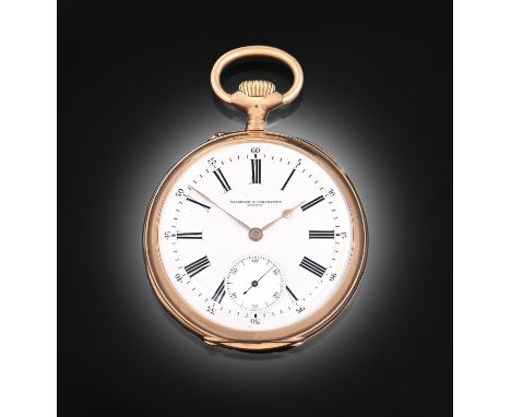 A Vacheron &amp; Constantin 14ct gold keyless lever watch, No 322123, with enamel dial and gold cuvette, in engine turned cas