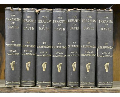 Bible, Psalms. Spurgeon (Charles Haddon), The Treasury of David,&nbsp;seven-volume set, London: Passmore &amp; Alabaster, 189