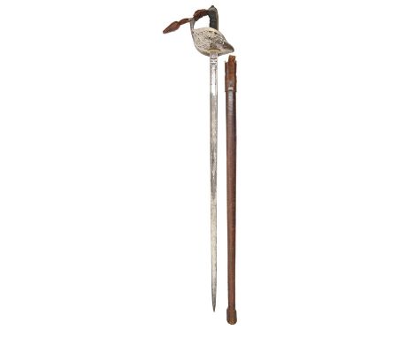 An 1897 pattern British Infantry Officer's sword, Henry Wilkinson, No 47411, the etched blade with GVR cypher, leather covere