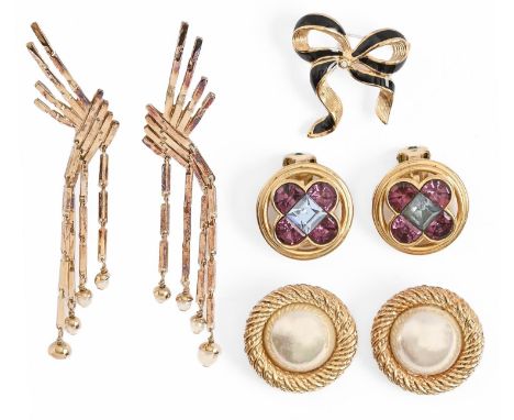 Costume jewellery. Christian Dior - miscellaneous costume jewellery, including enamel and purple paste  Good condition