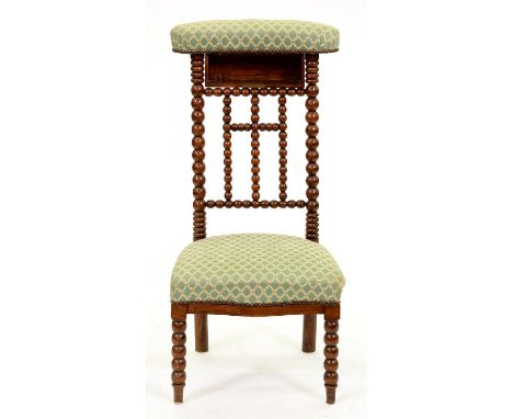 A French walnut stained and bobbin turned beech prie dieu, 19th c  Good condition