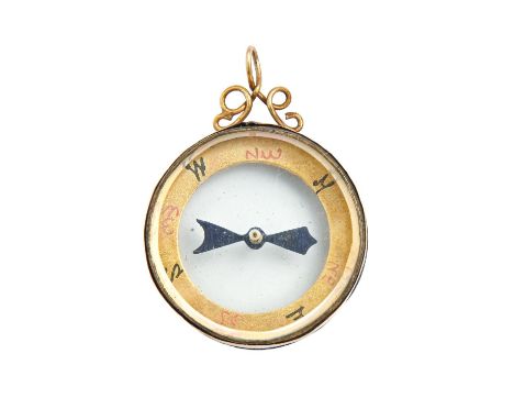 An Edwardian 9ct gold compass&nbsp;fob pendant, 22mm diam, Birmingham 1906, 5g  Good condition