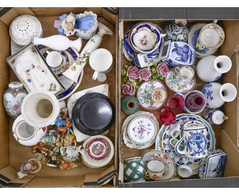 Miscellaneous decorative ceramics, to include Minton coffee cups and saucers, Hummel figures, Delft ware, etc  