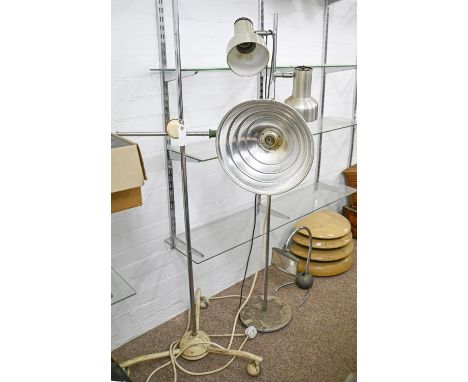 Vintage Lighting.&nbsp; &nbsp;An Hanovia lamp, Sollux M500 medical lamp on stand,&nbsp; a twin light standard lamp, a contemp