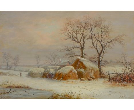 Charles Wilde (1856-1905) - Winter, signed and dated 1879, oil on canvas, 34 x 52cm  Good original condition, beneath glass, 