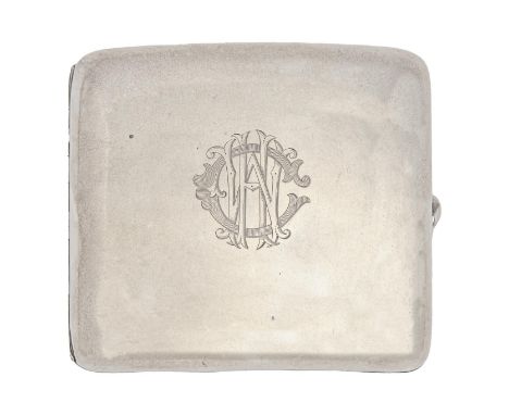 A George V silver cigarette case,&nbsp;95mm l, by William Neale Ltd, Birmingham 1910, 4ozs 18dwts  Light polish wear