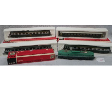 JOUEF; A SNCF PANTOGRAPH LOCOMOTIVE and four carriages (all boxed)
