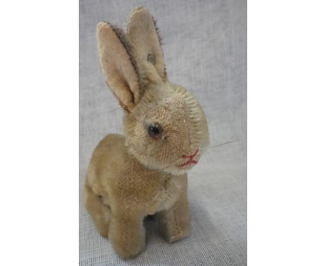 STEIFF; A SMALL VINTAGE PLUSH RABBIT, with button, 11.5cm high