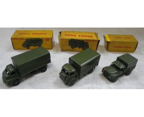 DINKY TOYS; A 3-TON ARMY WAGON (621) with original box (grubby), an Army 1 Ton cargo Truck (641) original box (grubby) and an
