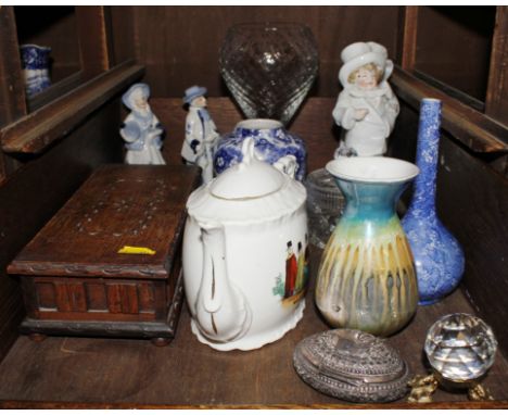 A selection of early 20th century household ceramic and glassware, to include figurines, vases, bowls, etc 