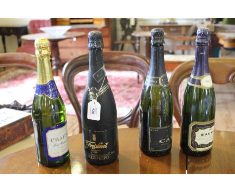 A four bottle selection of Cava to include:  Freixenet Cava, Cordon Negro 1993 75cl; Saumer Brut 75cl: Asda Wine Cava 75cl; C