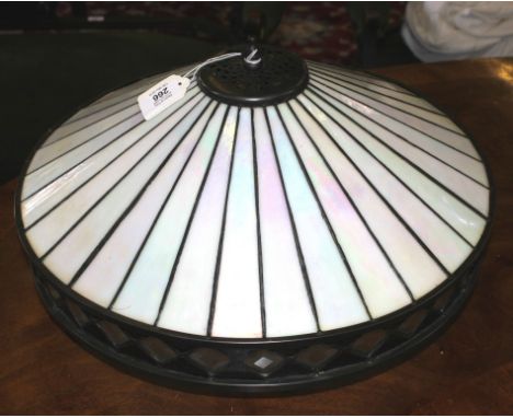A Tiffany-style stained glass circular ceiling light with metal fittings, 40cm diameter