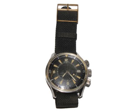A stainless steel automatic Jaeger-LeCoultre Memovox Polaris diving watch with black dial and luminescent numbers purchased i