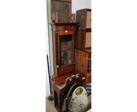 The carcase of a 19th century mahogany longcase clock, with 8-day chiming mechanism, painted arch top dial, bearing Birmingha