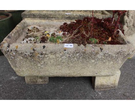 A reconstituted rectangular planter