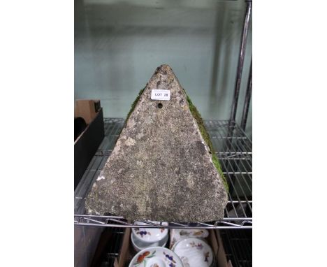 A carved limestone architectural finial pyramid, 30cm high
