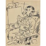 George Grosz. „Selbstbildnis mit Hund vor der Staffelei“. 1926