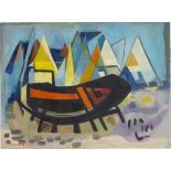 Anneliese Everts. „Schiffswrack und Segelboote“. 1950er-Jahre