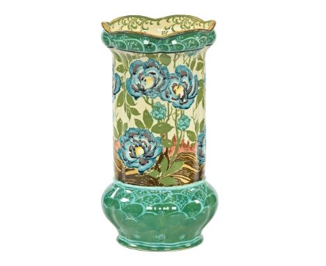 A substantial Minton Secessionist hall stand, with extensive green and blue floral decoration, raised Minton's England mark t