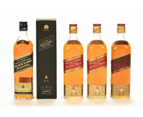 A collection of whisky to include a bottle of Johnnie Walker Black Label Old Scotch whisky, age 12 years, 40% vol, 70 cl, tog