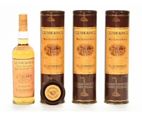 A collection of three bottles of Glenmorangie single highland malt Scotch whisky, 10 years old. *