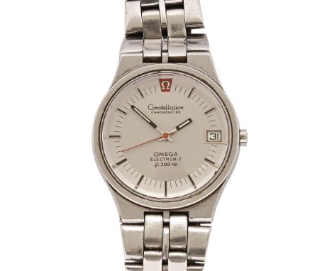 An Omega constellation chronometer wristwatch, also marked electronic F300 HZ, with stainless steel strap (see illustration).