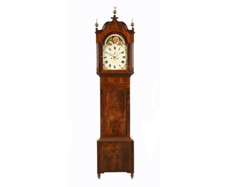 A 19th century mahogany longcase clock, signed J Tootell Eccles, with eight day movement and half moon dial, moon phase with 