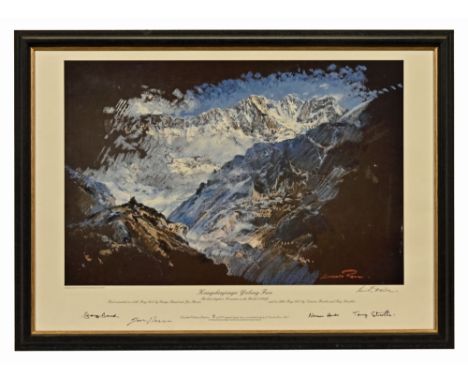 After J Lincoln Rowe "Kangchenjunga Yalung Face" limited edition print, 300/100, signed by the artist lower right also signed