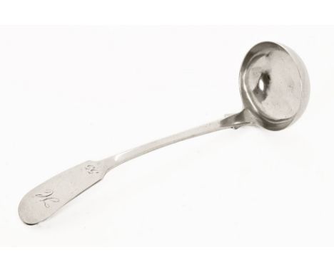 An early 19th century Scottish Provincial silver fiddle pattern toddy ladle, possibly Montrose circa 1855, possibly Peter Lam