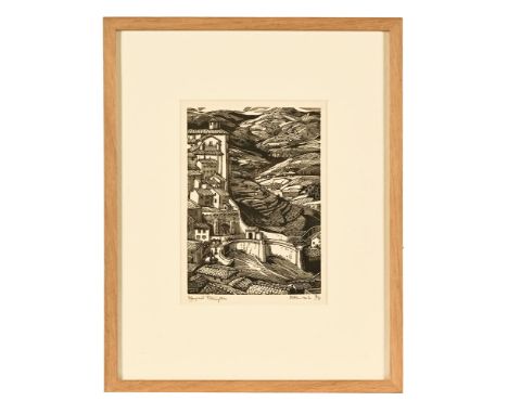 Margaret Pilkington (1891-1974), Italian Landscape, signed to lower left and inscribed State No. 2, 2/8, wood engraving.  19 