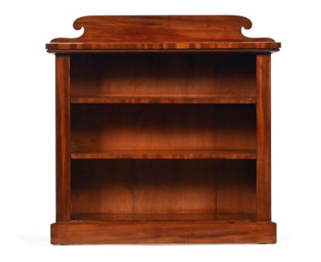 A Victorian open bookcase of small proportions, with rear upstand and adjustable shelf.  Height including upstand 73 cm, widt