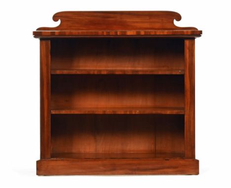 A Victorian open bookcase of small proportions, with rear upstand and adjustable shelf.  Height including upstand 73 cm, widt