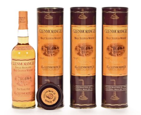 A collection of three bottles of Glenmorangie single highland malt Scotch whisky, 10 years old. *