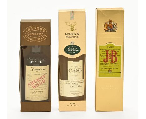 A collection of three bottles of whisky, comprising of Longrow Campbeltown single malt 13 years old sherry wood.  52.2% vol. 