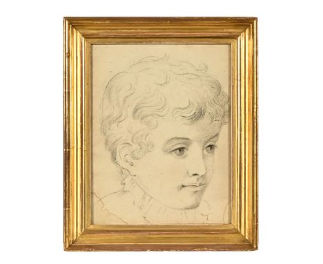 British School early 20th century, portrait of a young boy wearing a ruff, head and shoulders, pencil.  24.5 x 19 cm.