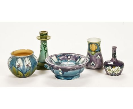 A collection of five Minton Secessionist wares, each with Minton mark to the base, comprising of a soap dish, 21 cm diameter,