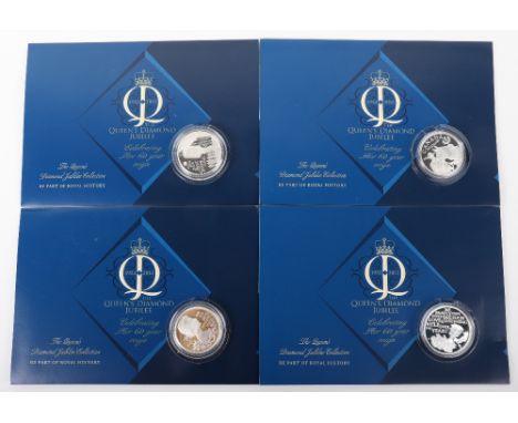 Four Royal Mint Silver One Ounce Coins for Elizabeth II Diamond Jubilee, (4)