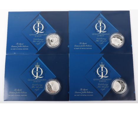 Four Royal Mint Silver One Ounce Coins for Elizabeth II Diamond Jubilee, (4)