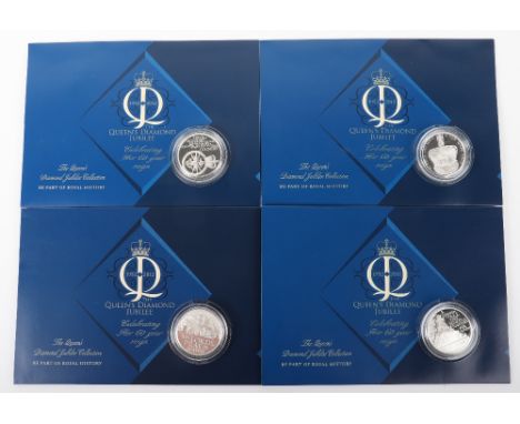 Four Royal Mint Silver One Ounce Coins for Elizabeth II Diamond Jubilee, (4)