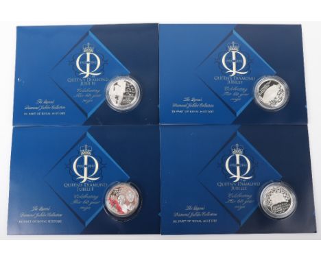 Four Royal Mint Silver One Ounce Coins for Elizabeth II Diamond Jubilee, (4)