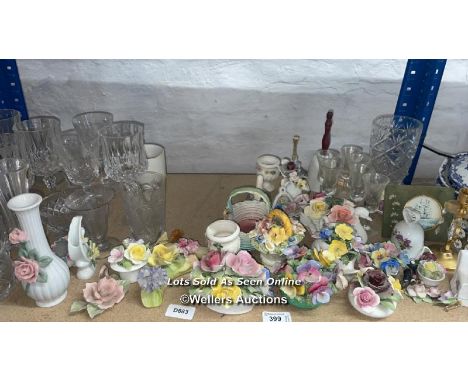 QUANTITY CERAMIC POSY HOLDERS AND GLASSWARE