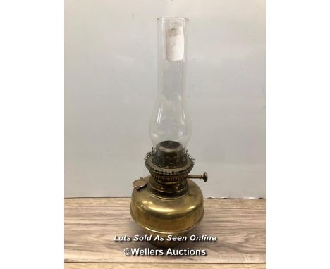 *BRASS OIL LAMP, LACKING BASE