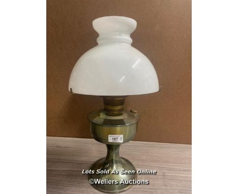 *ALADDIN METAL OIL LAMP WITH OPAQUE GLASS SHADE